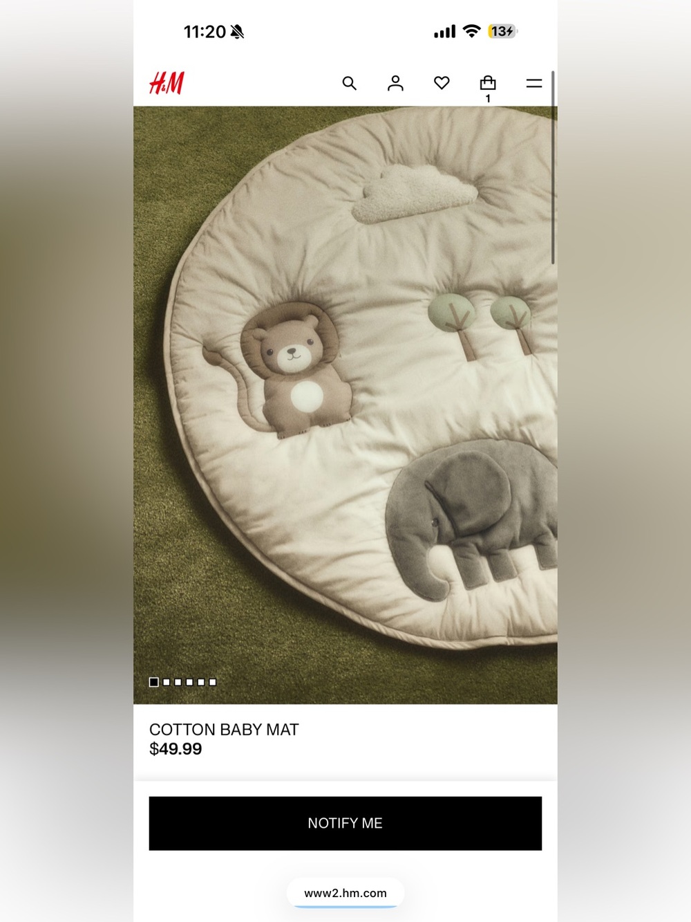 H&M cotton baby mat- beige